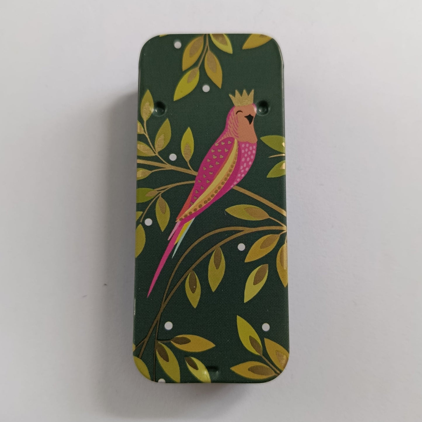 Magnetic Needle Tin Case Pink Parrot