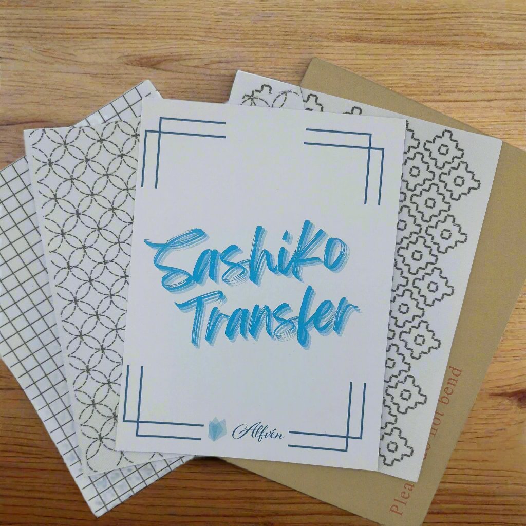 3 Sheets of Washable transfers, in a grid pattern, shippo pattern and persimmon