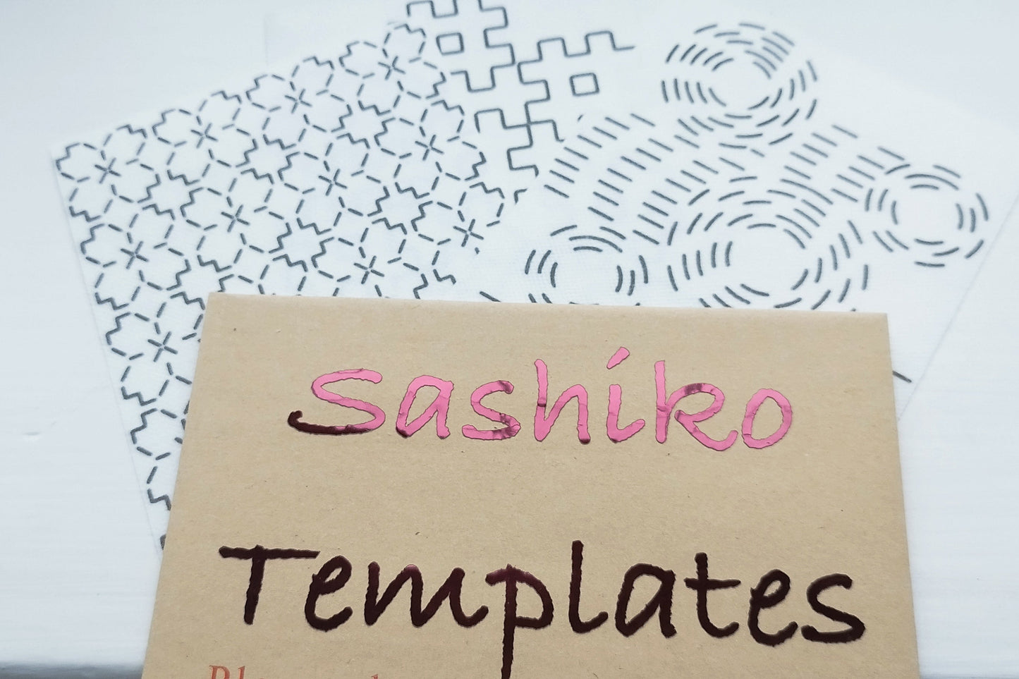 3 washable sashiko transfers on a white background.