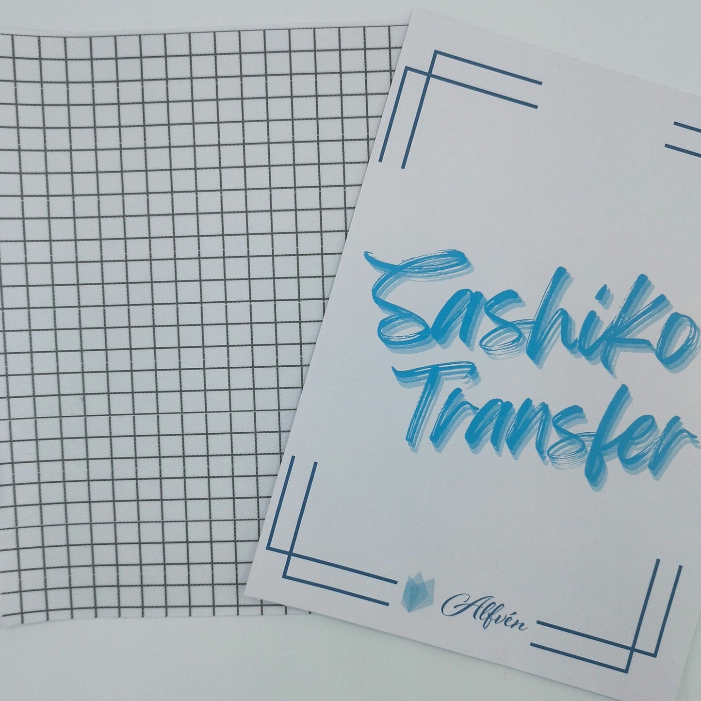 Large Washable Sashiko Transfers, Grid, Persimmon and Circles