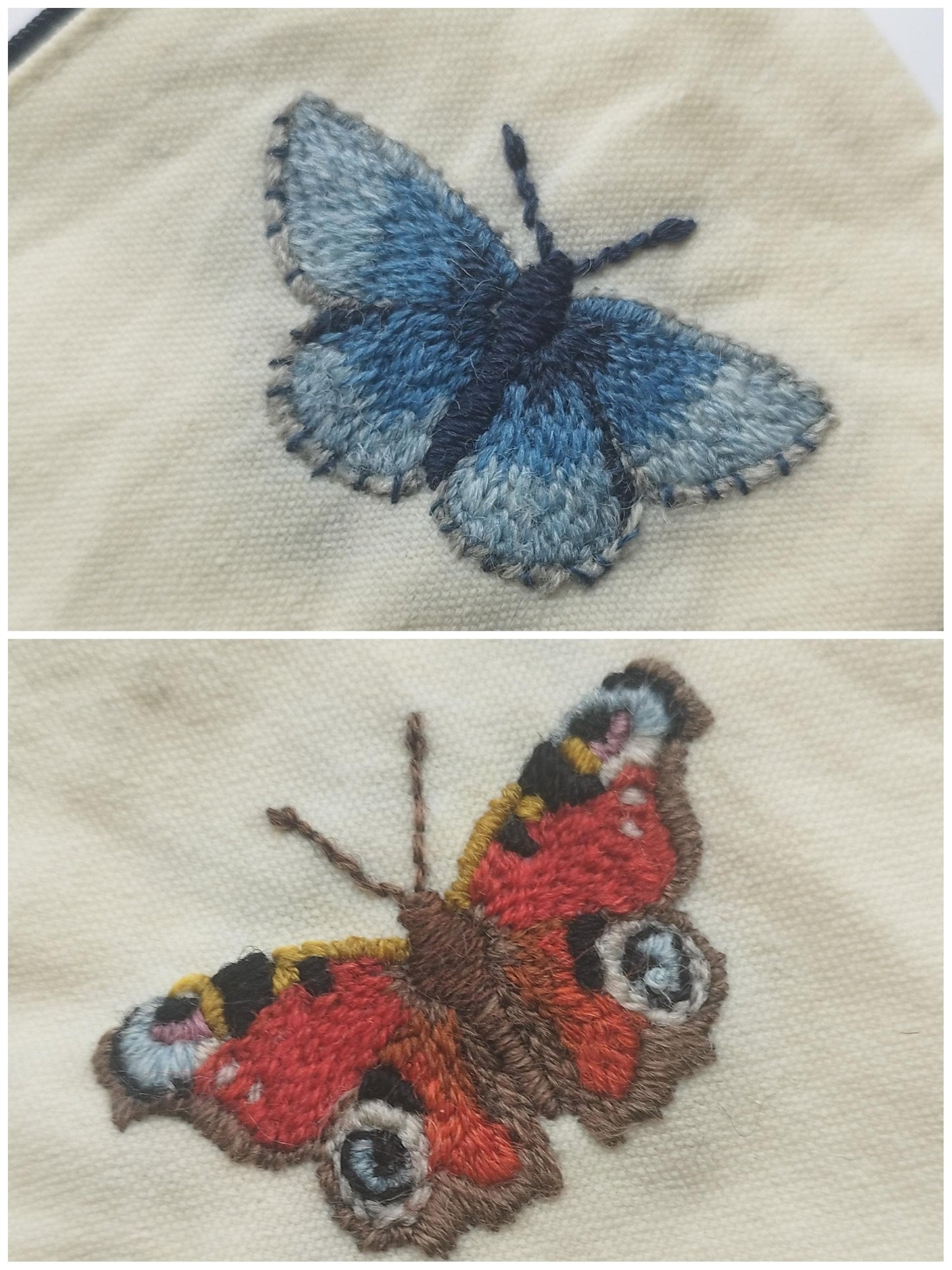English Butterfly Stick and Stitch Washable Transfers, Peacock, Red Admiral, Orange Tip, Meadow Brown, Common Blue, Painted Lady, Brimstone