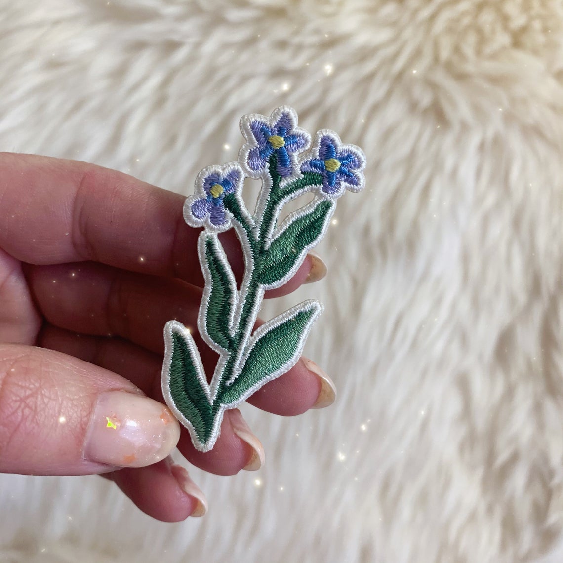 Iron on Forget-Me-Not Embroidery Patch