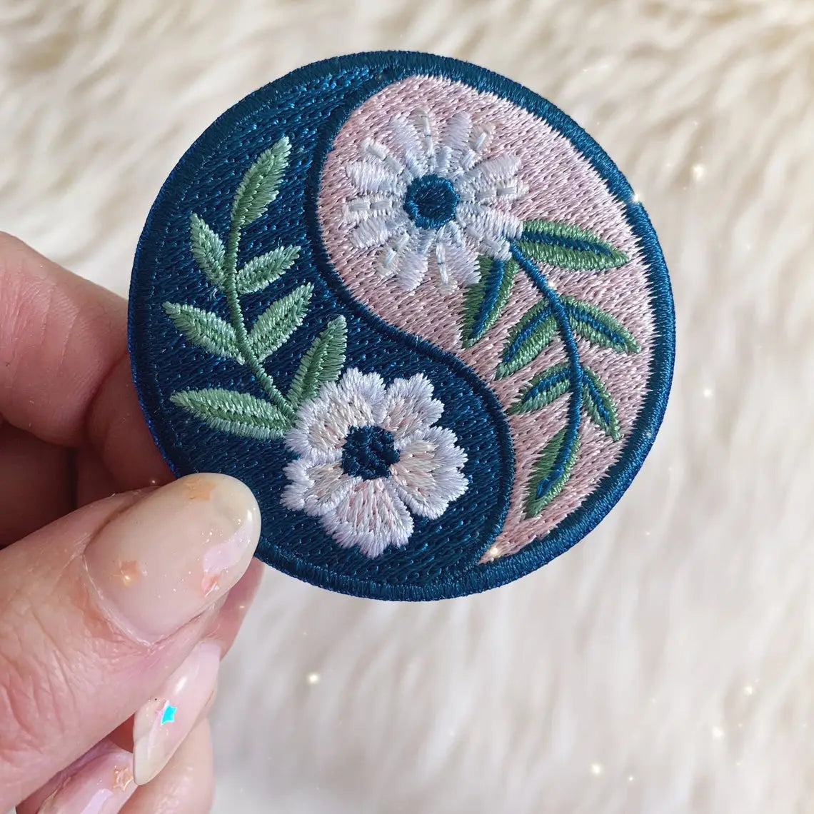 Iron on Yin Yang Floral Patch  Embroidery Patch