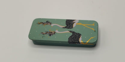 Magnetic Needle Tin Case Green Ostriches