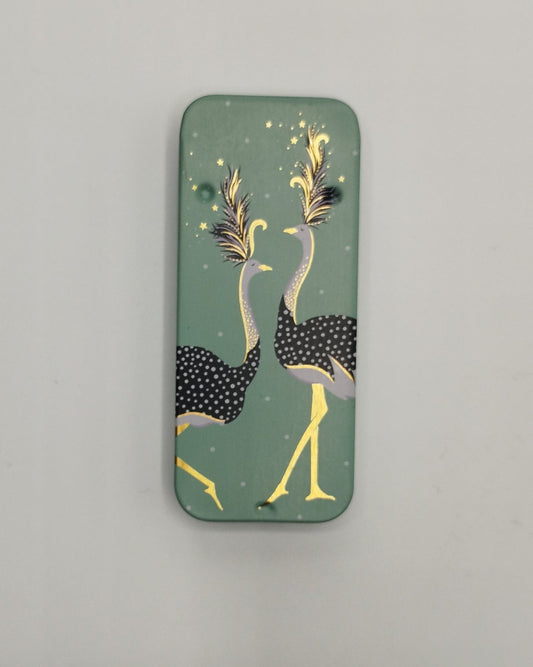 Magnetic Needle Tin Case Green Ostrich