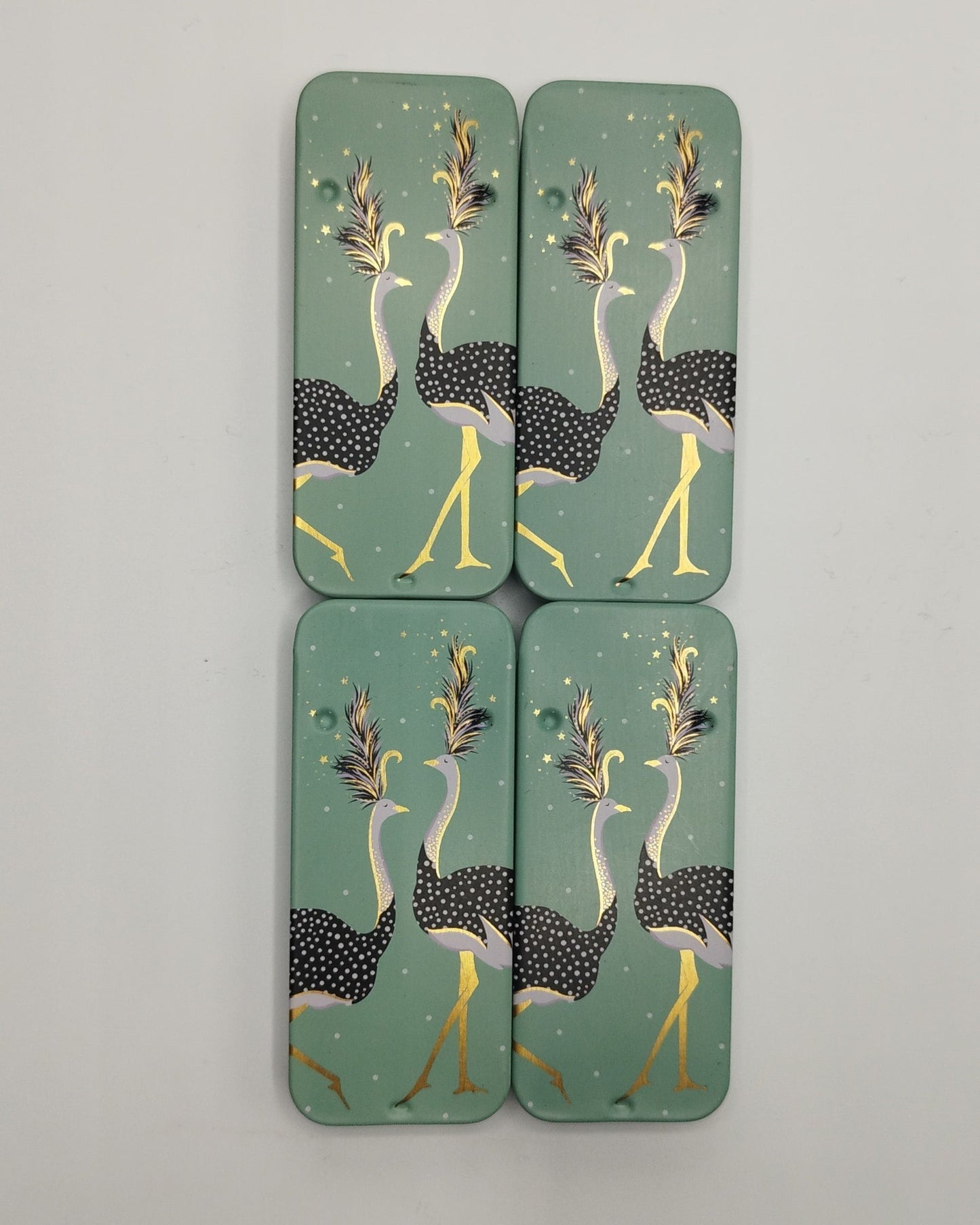 Magnetic Needle Tin Case Green Ostrich