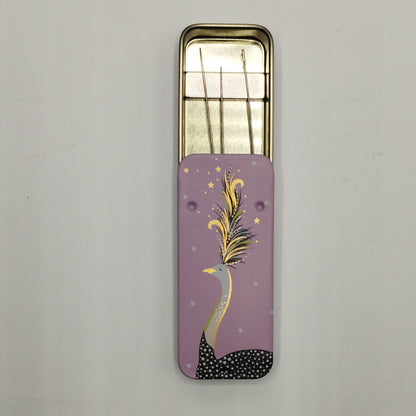 Magnetic Needle Tin Case Pink Ostrich