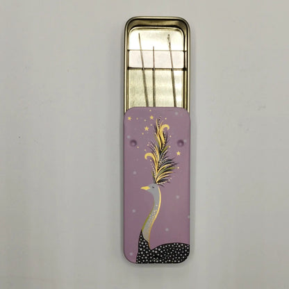 Magnetic Needle Tin Case Pink Ostrich