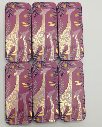 Magnetic Needle Tin Case Pink Giraffe