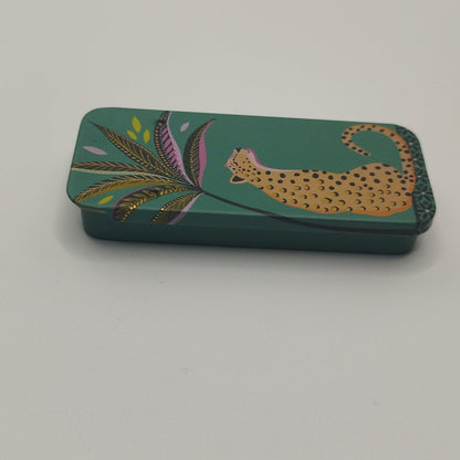 Magnetic Needle Tin Case Green Leopard