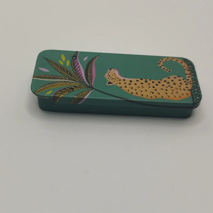 Magnetic Needle Tin Case Green Leopard