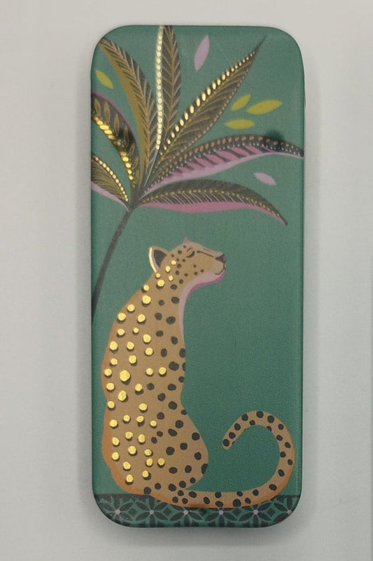 Magnetic Needle Tin Case Green Leopard