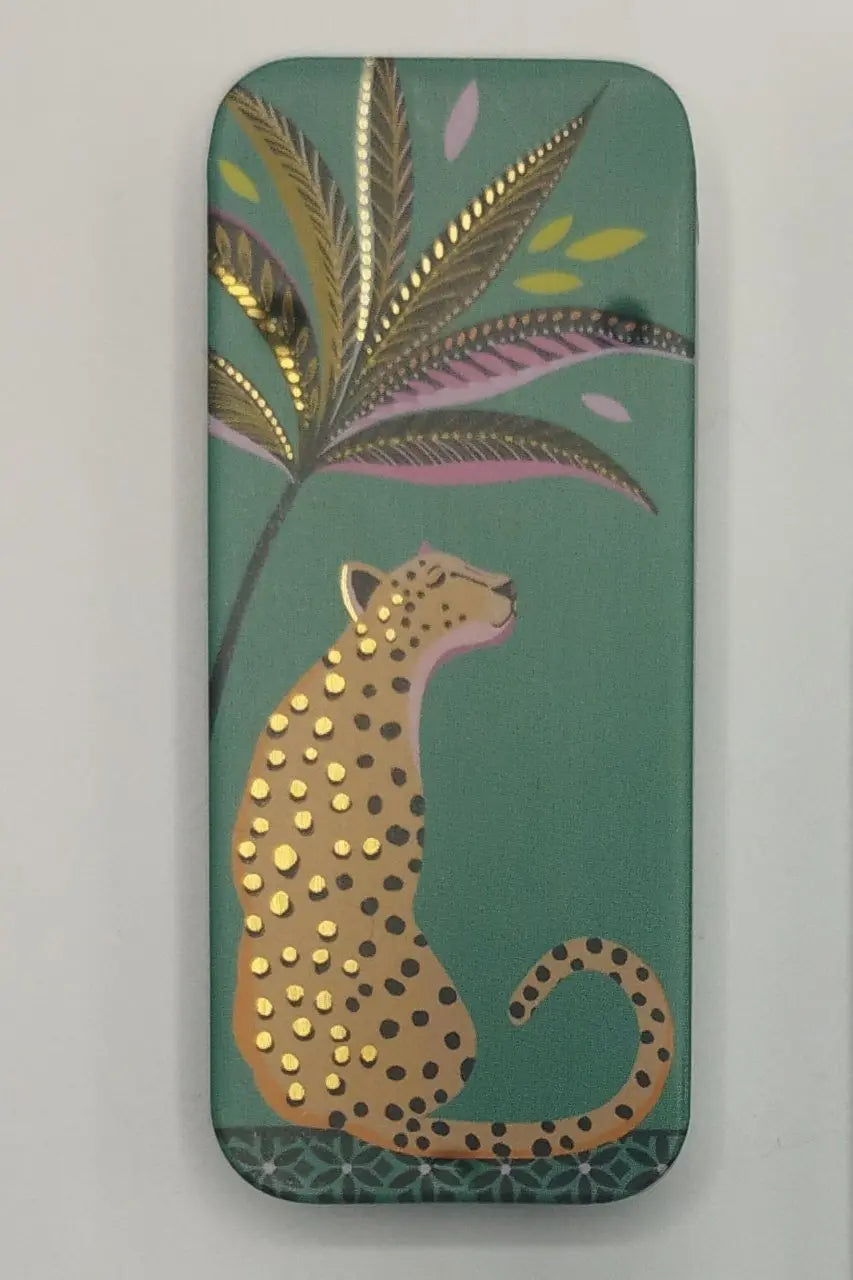 Magnetic Needle Tin Case Green Leopard
