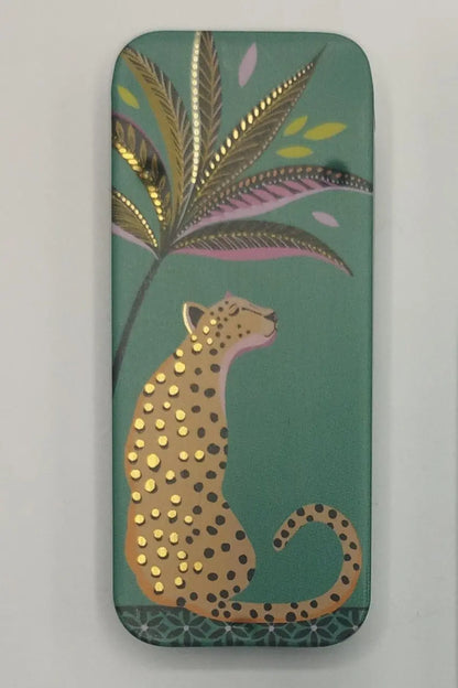 Magnetic Needle Tin Case Green Leopard