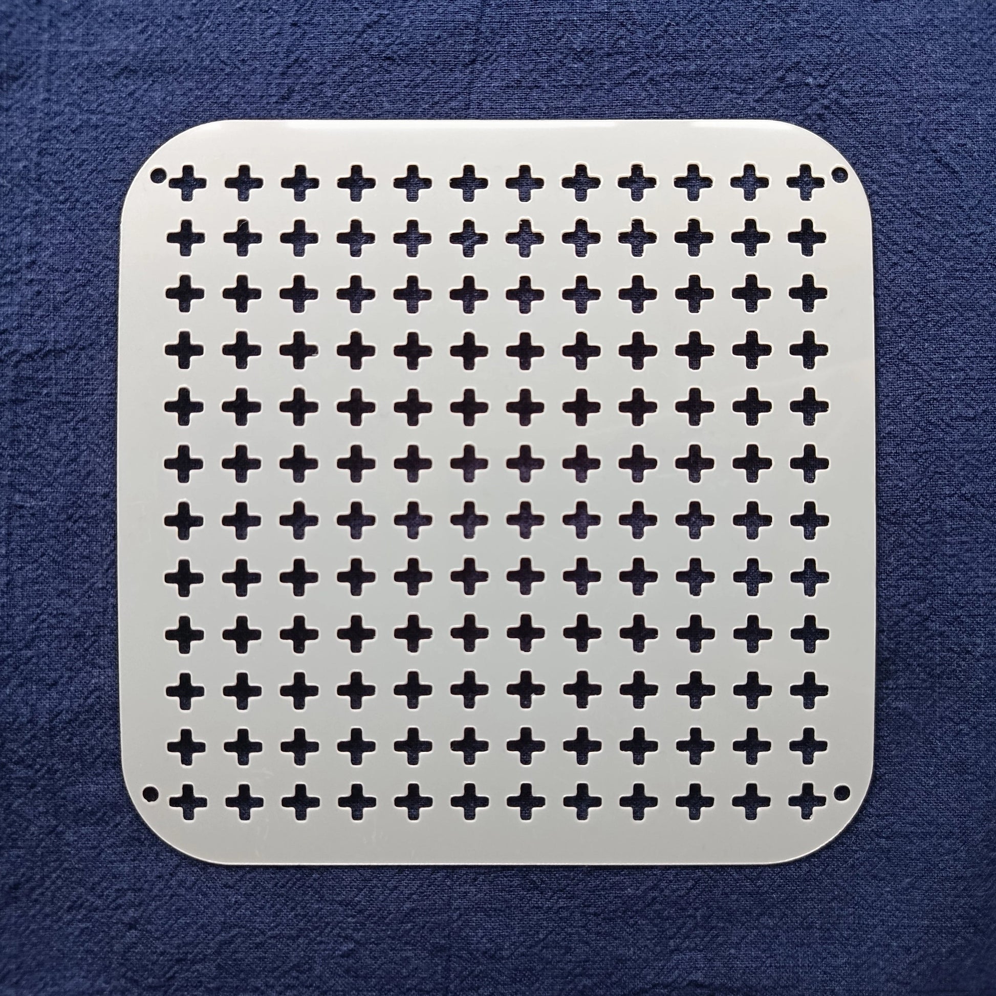 White Stencil of crosses for Sashiko