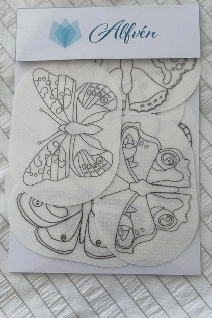 English Butterfly Stick and Stitch Washable Transfers, Peacock, Red Admiral, Orange Tip, Meadow Brown,  Common Blue, Painted Lady, Brimstone