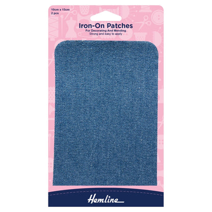 Pack of Light Blue Hemline Iron on Patches