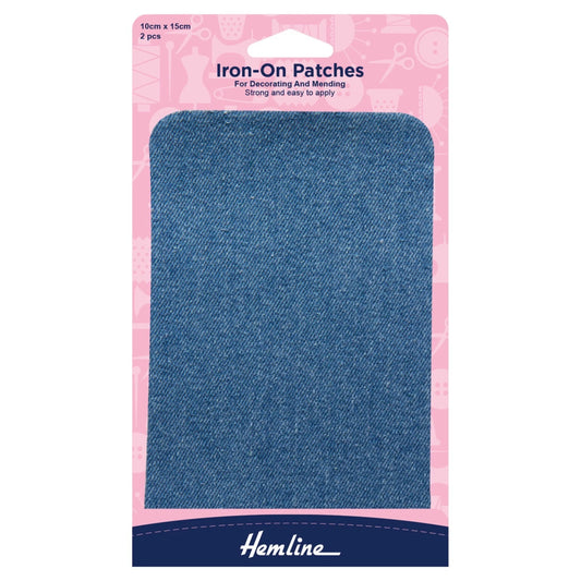 Pack of Light Blue Hemline Iron on Patches