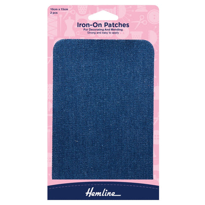 Iron on Dark Blue Hemline Cotton Twill Patches