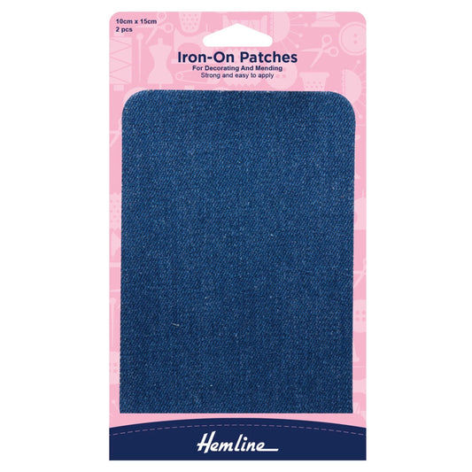 Iron on Dark Blue Hemline Cotton Twill Patches