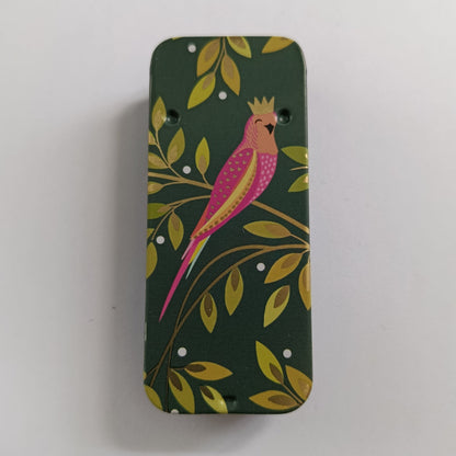 Magnetic Needle Tin Case Pink Parrot