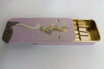 Magnetic Needle Tin Case Pink Ostrich