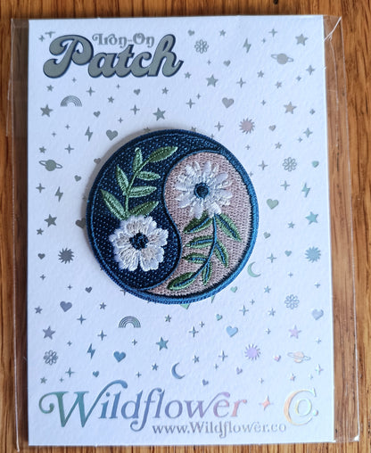 Iron on Yin Yang Floral Patch  Embroidery Patch