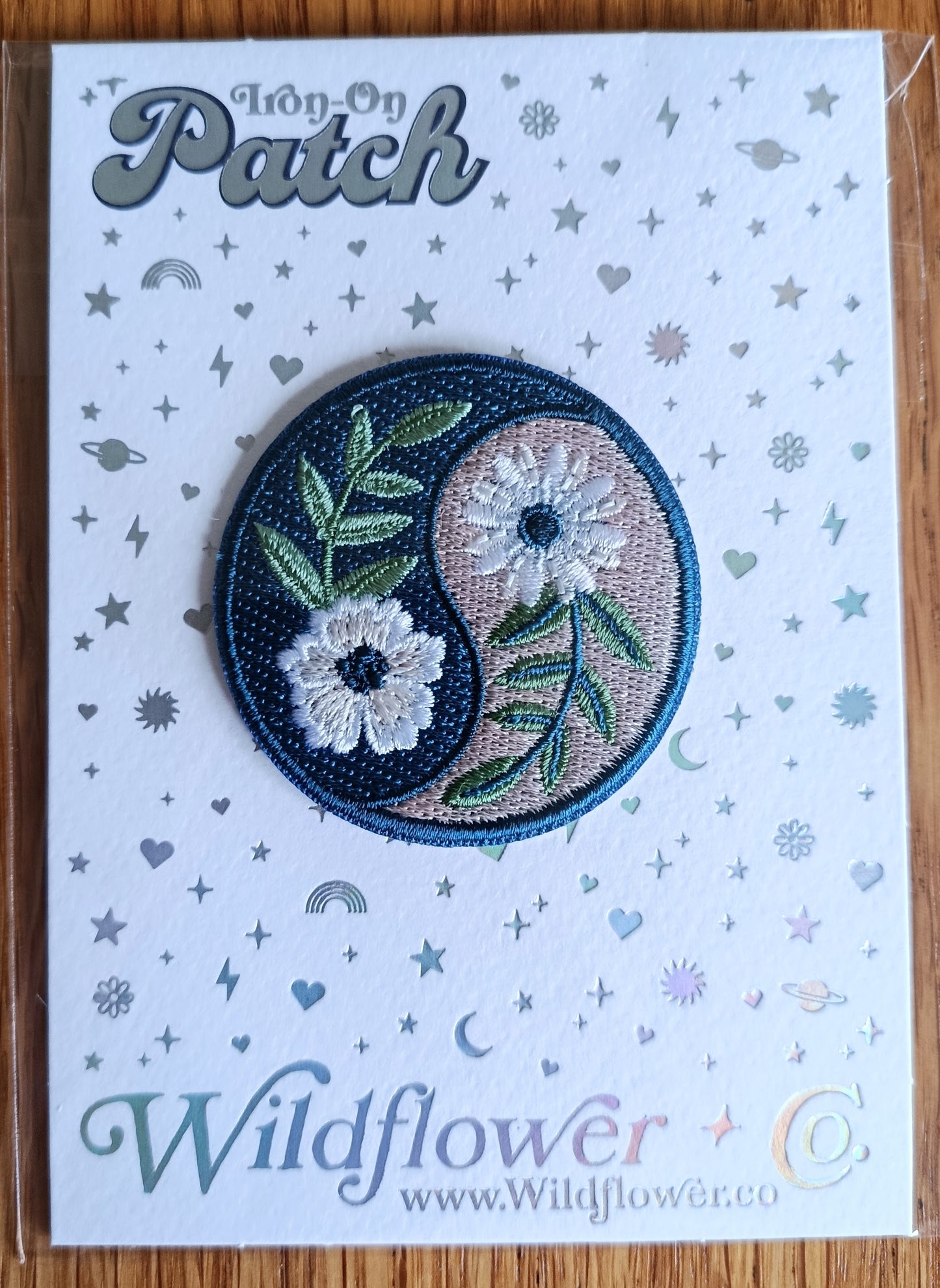 Iron on Yin Yang Floral Patch  Embroidery Patch