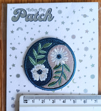 Iron on Yin Yang Floral Patch  Embroidery Patch