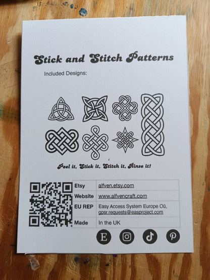 Stick & Stitch Celtic Knot Design Set of Washable Transfers