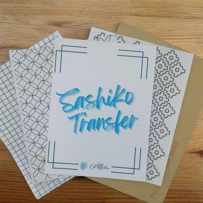 3 Sheets of Washable transfers, in a grid pattern, shippo pattern and persimmon