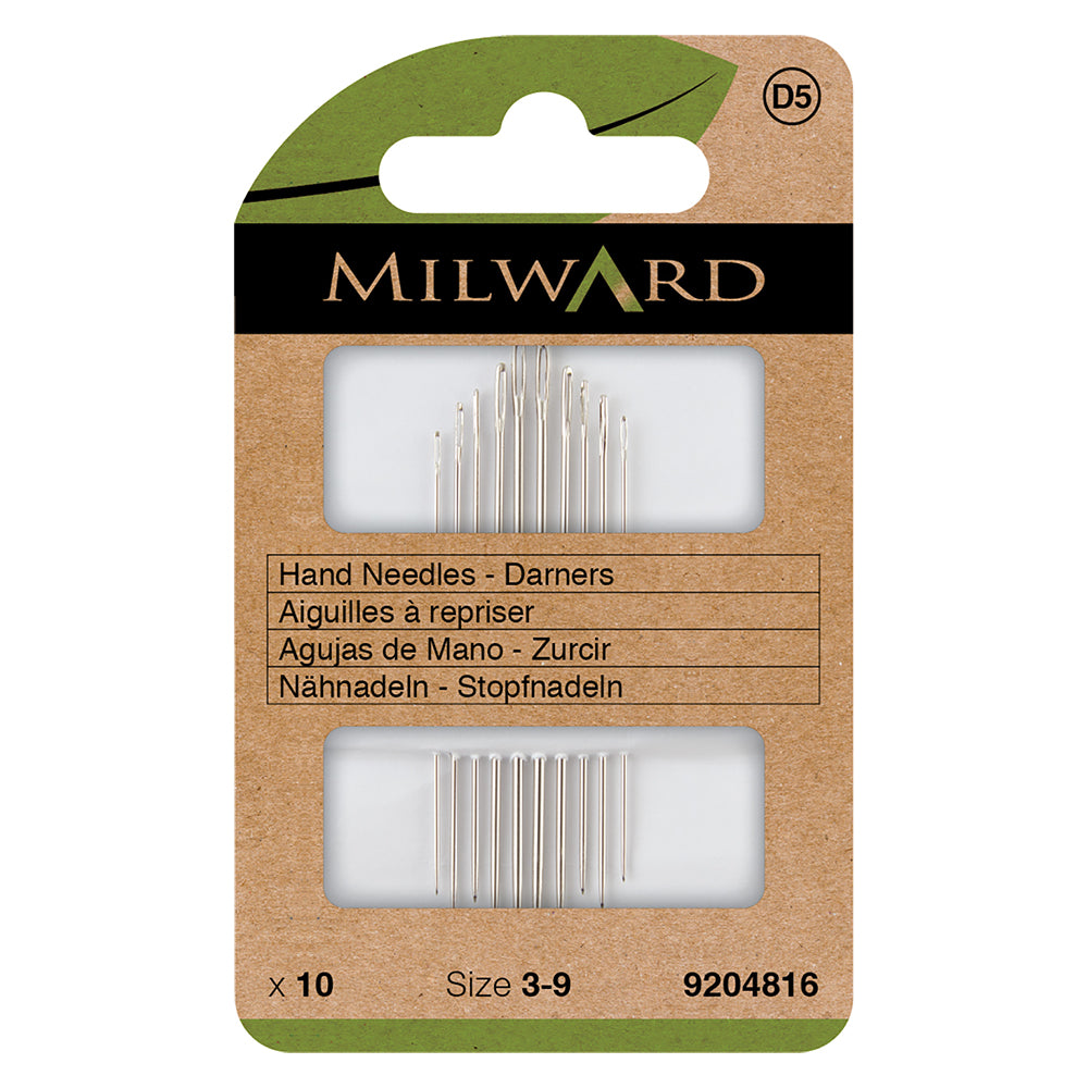 Milward hand needles packaging with needles inside on a white background