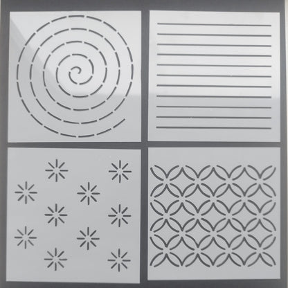 Set of 4 different mending stencils, each with a unique design, displayed against a light background.
