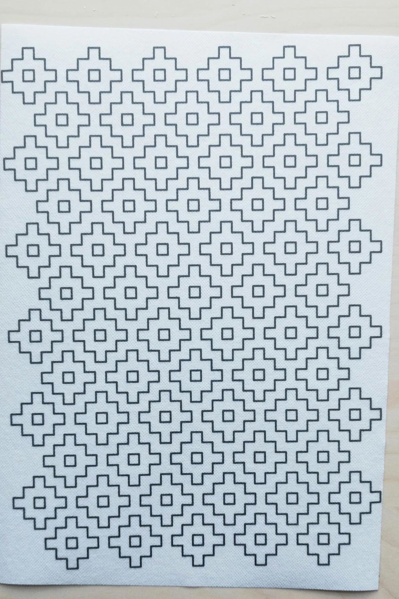 Large Washable Sashiko Transfers, Grid, Persimmon and Circles