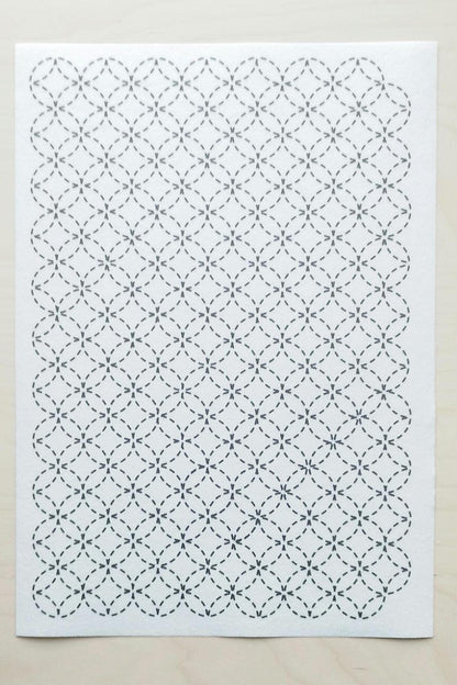 Large Washable Sashiko Transfers, Grid, Persimmon and Circles