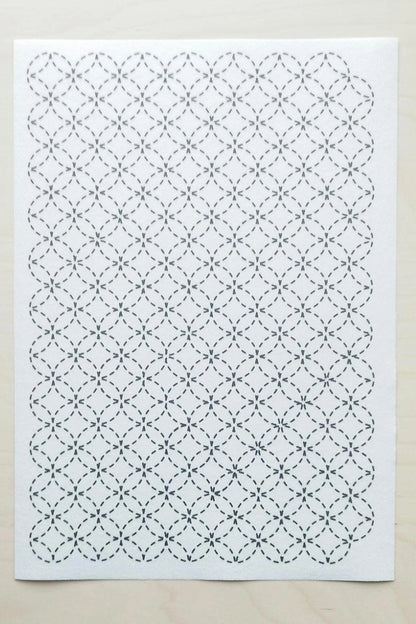 Large Washable Sashiko Transfers, Grid, Persimmon and Circles
