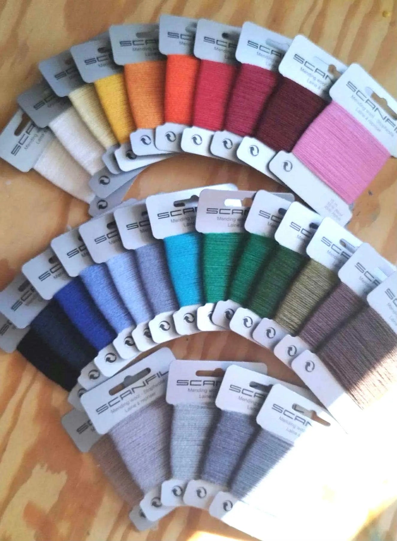 Scanfil Darning Thread in a rainbow of colours