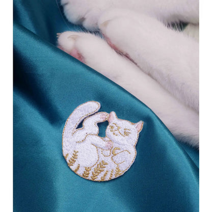 White Cat Iron On Patch