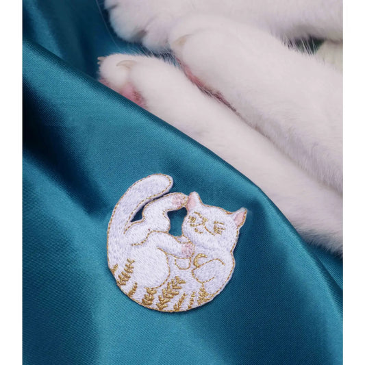 White Cat Iron On Patch