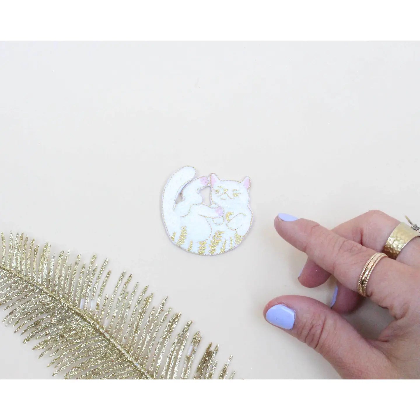 White Cat Iron On Patch
