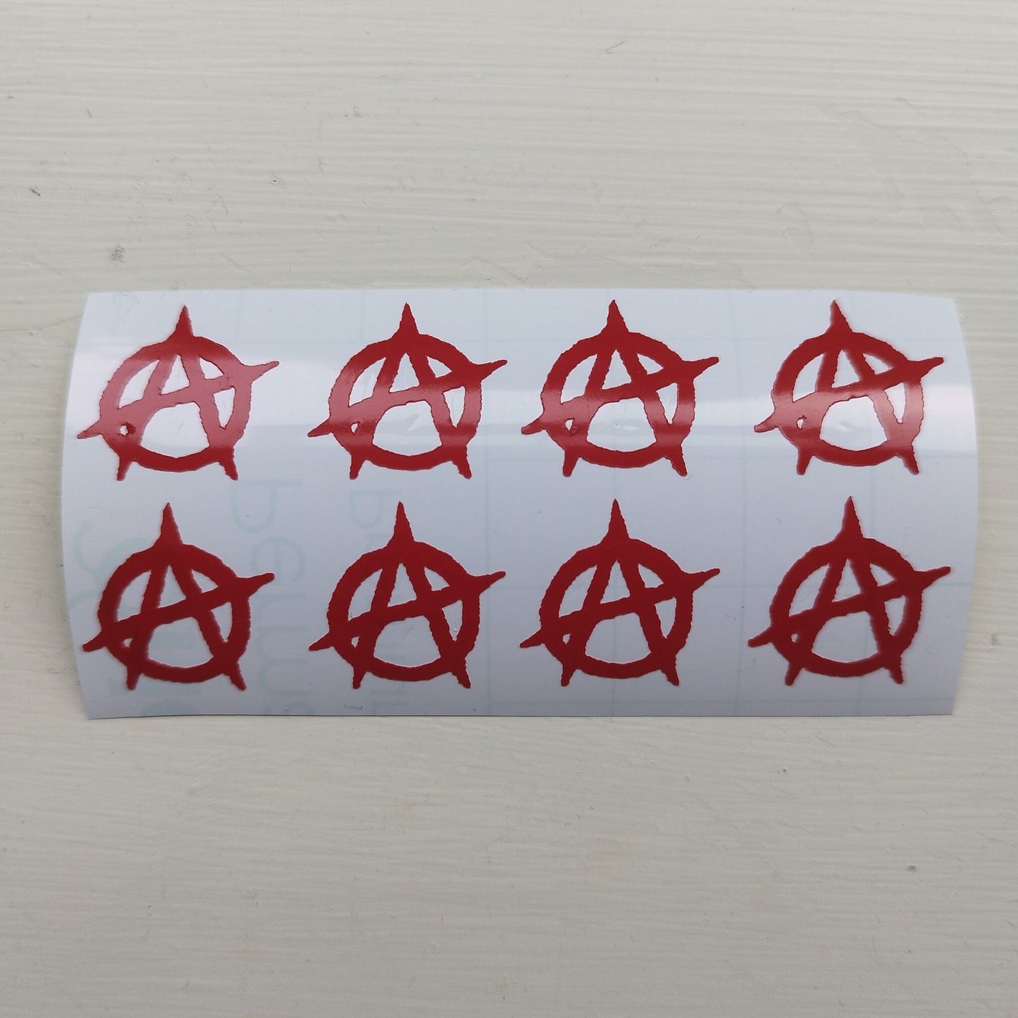 Vinyl Matt Red & Matt Black Anarchy Stickers