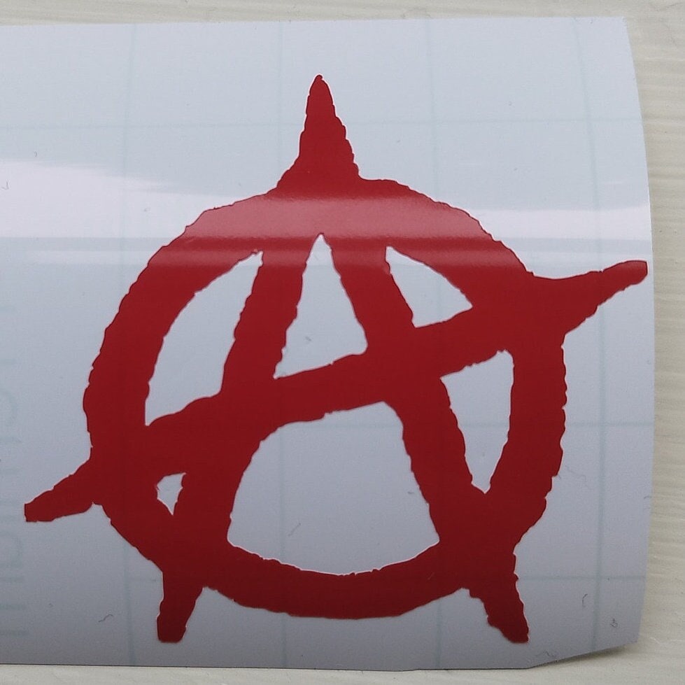 Vinyl Matt Red & Matt Black Anarchy Stickers