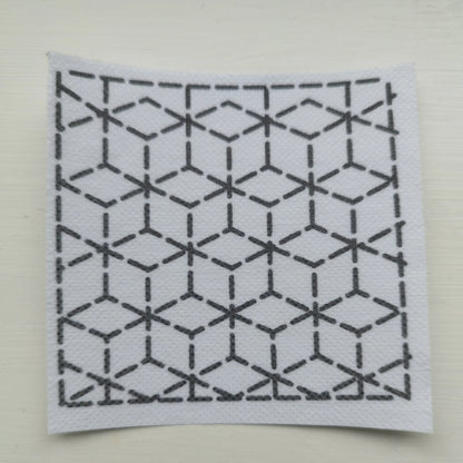 Square Washable Sashiko Transfer, Removable Mending Transfers