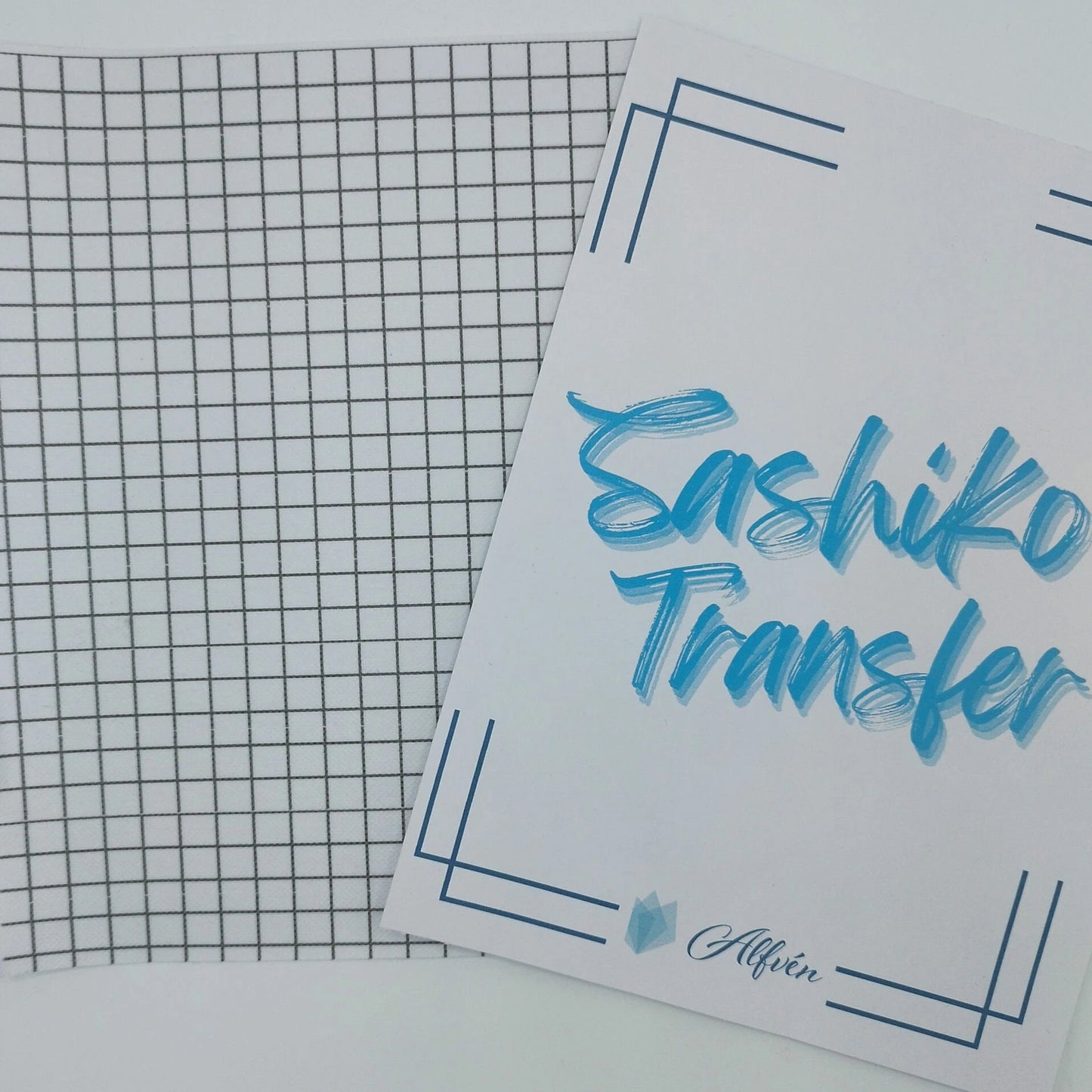 Large Washable Sashiko Transfers, Grid, Persimmon and Circles