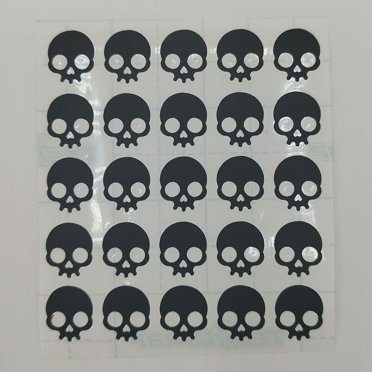 25 Skull Stickers Matt Black or Silver Holographic