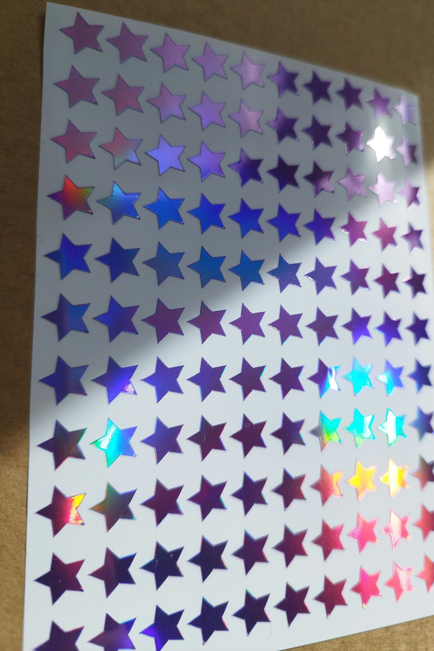 Purple Holographic Star Stickers