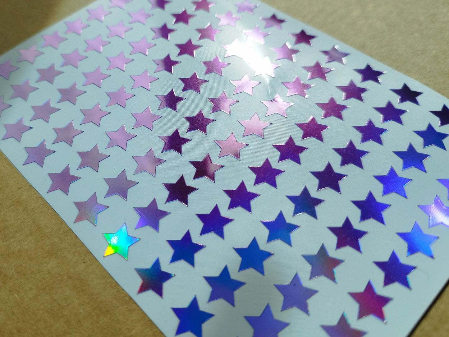 Purple Holographic Star Stickers