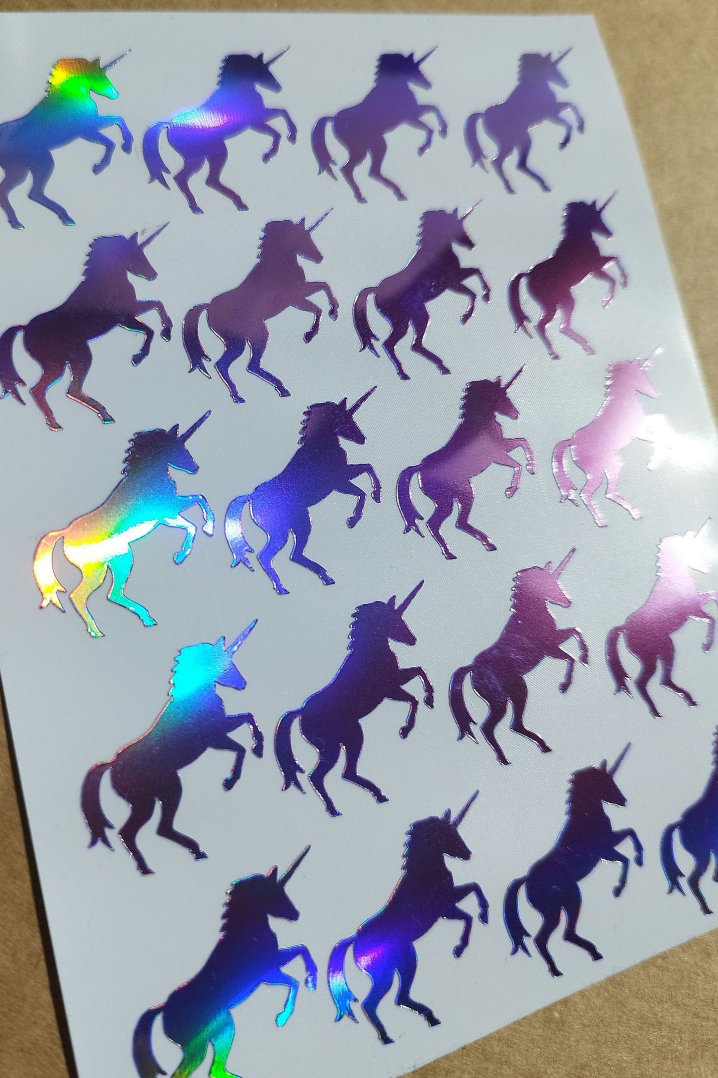 Purple Holographic Unicorn Stickers