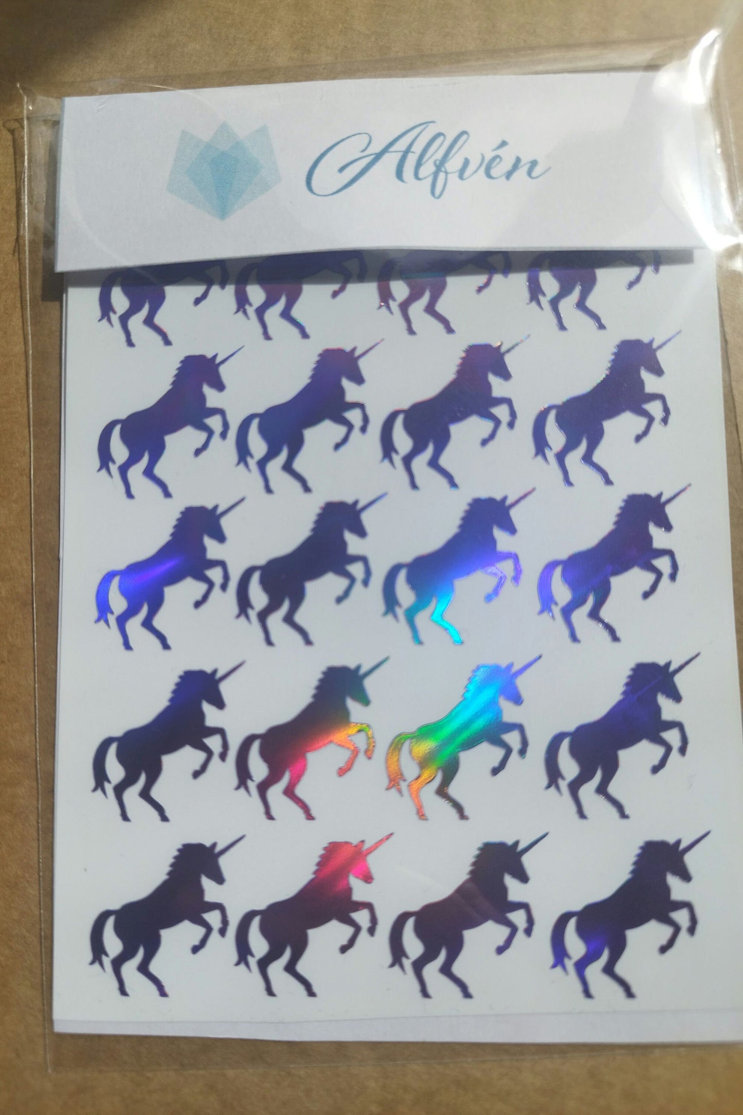 Purple Holographic Unicorn Stickers