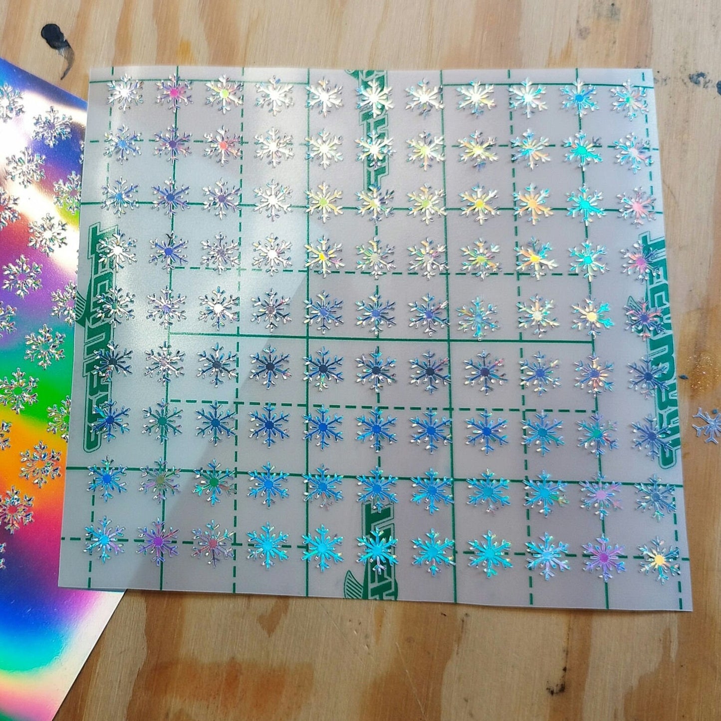 100 Silver Holographic Snowflake Stickers